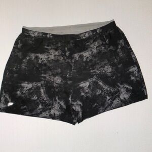 Women's Black Gray Patterned Athletic Shorts
